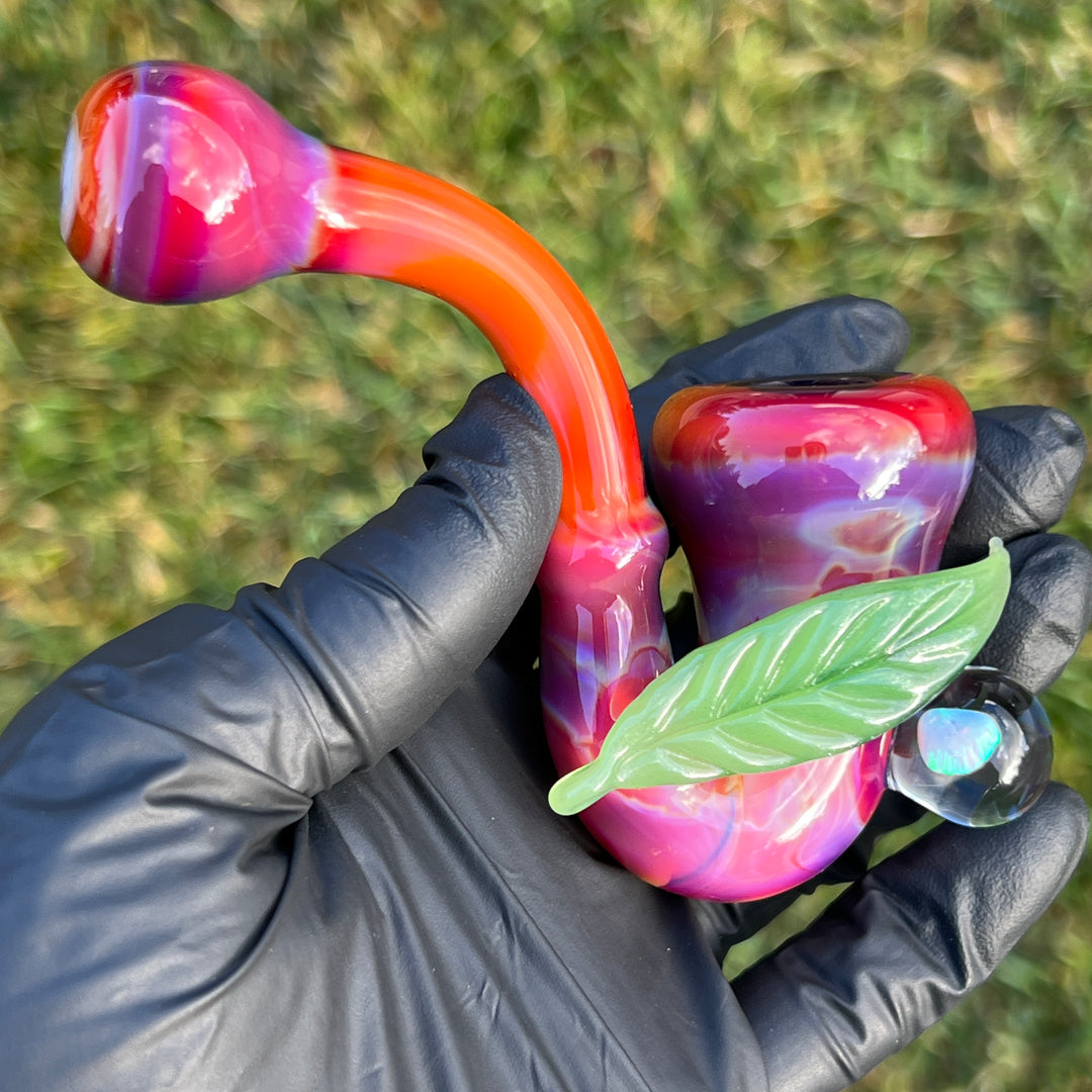 Pink Passion Leaf Opal Marble Sherlock Glass Pipe Beezy Glass   