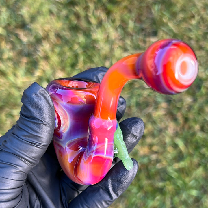 Pink Passion Leaf Opal Marble Sherlock Glass Pipe Beezy Glass   