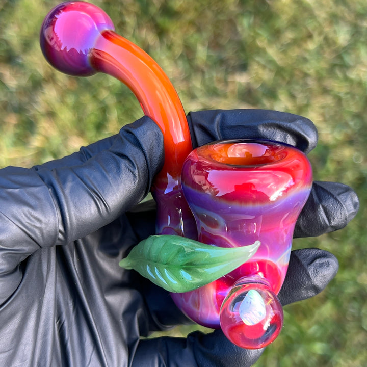 Pink Passion Leaf Opal Marble Sherlock Glass Pipe Beezy Glass   