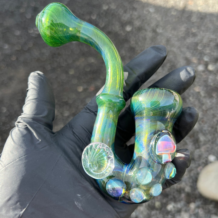 Forest Magic Mushroom Sherlock Glass Pipe Beezy Glass   