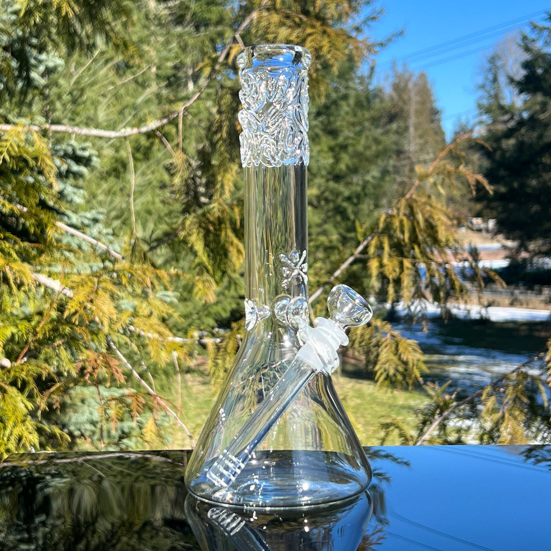 10.5" Clear Squiggles Beaker Bong Glass Pipe Mary Jane's Glass