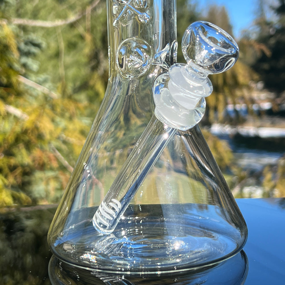 10.5" Clear Squiggles Beaker Bong Glass Pipe Mary Jane's Glass