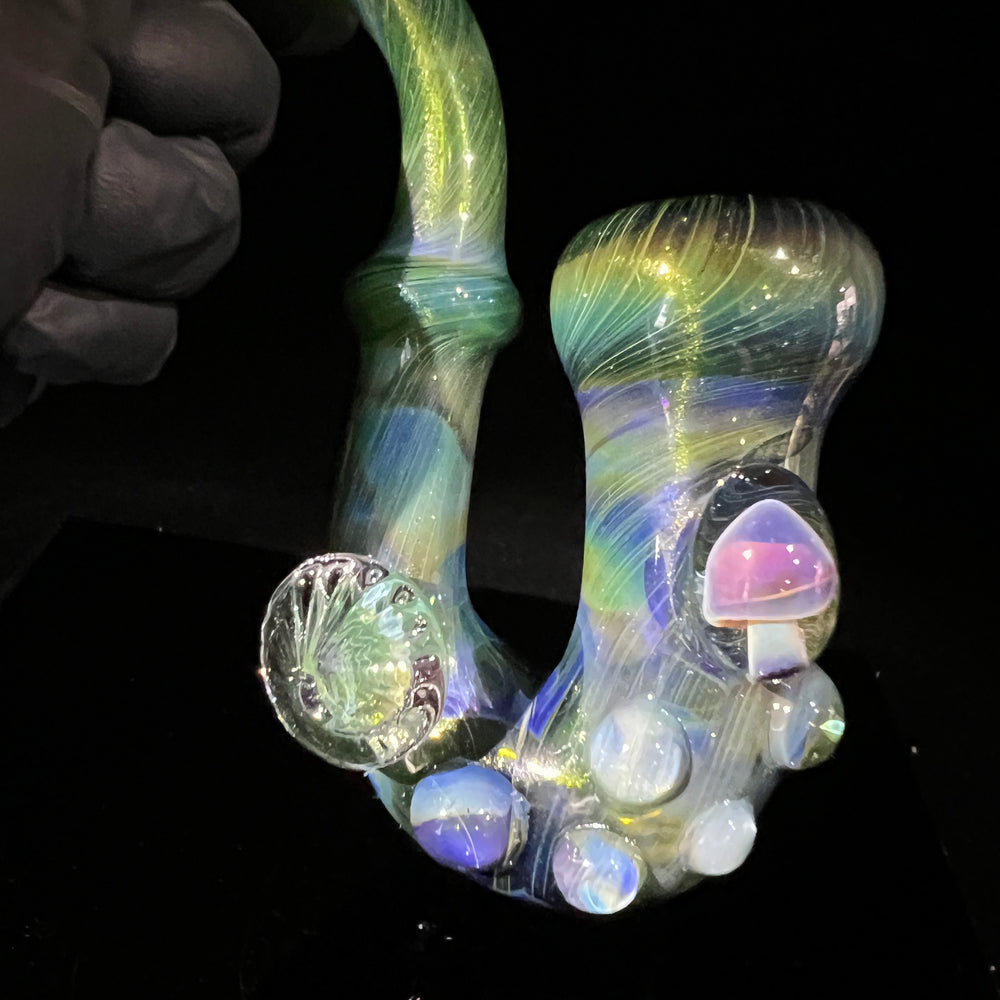 Forest Magic Mushroom Sherlock Glass Pipe Beezy Glass   