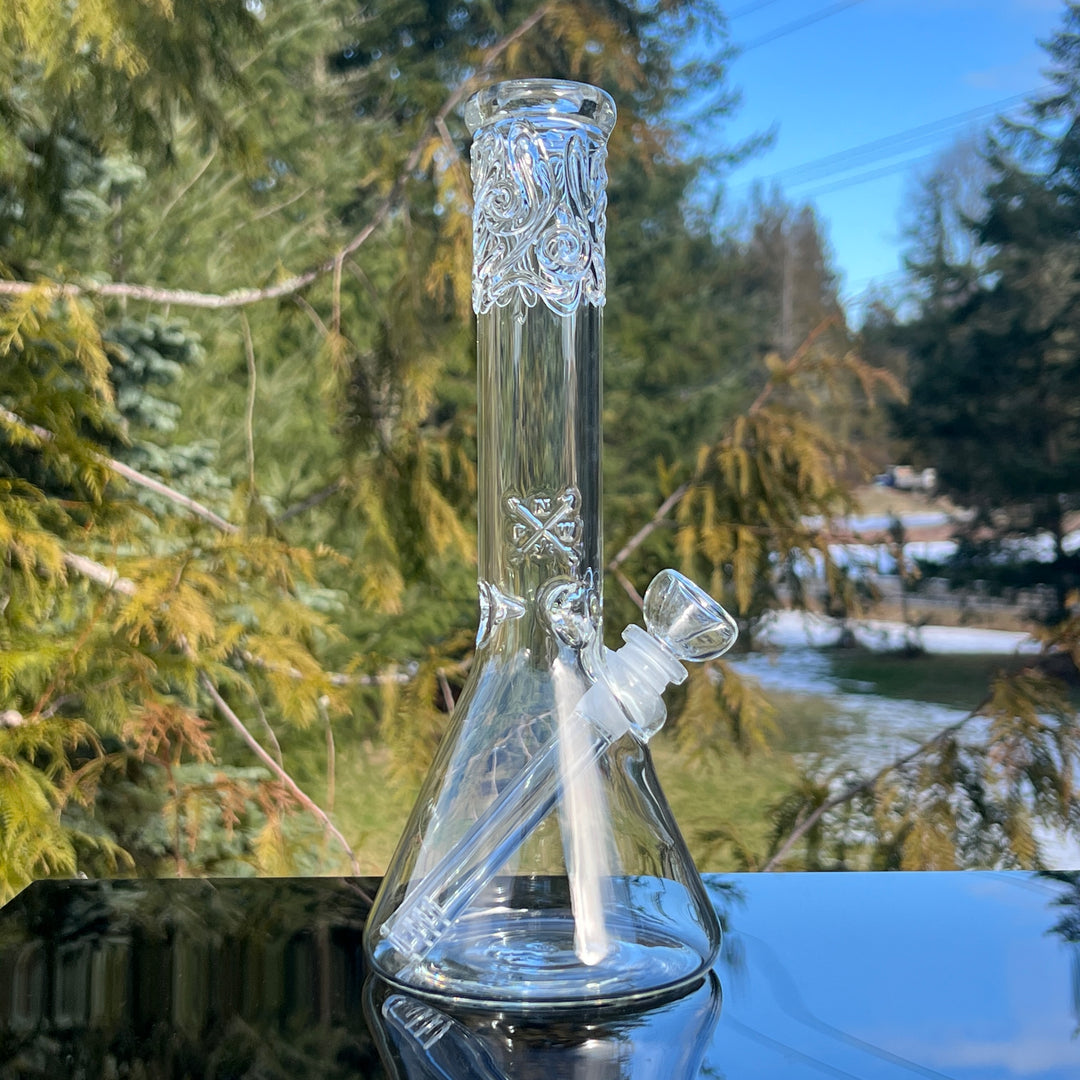 10.5" Clear Squiggles Beaker Bong Glass Pipe Mary Jane's Glass