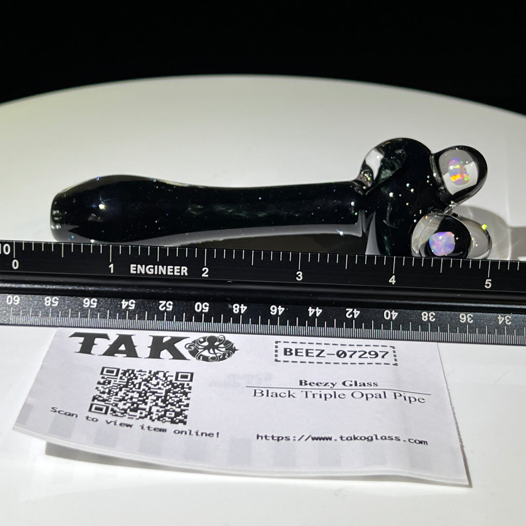 Black Triple Opal Pipe Glass Pipe Beezy Glass   