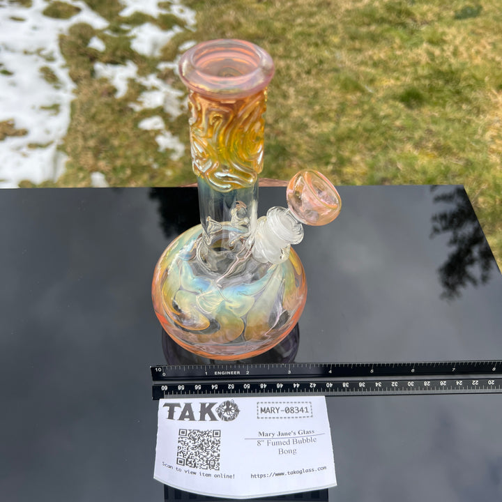 8" Fumed Bubble Bong Glass Pipe Mary Jane's Glass