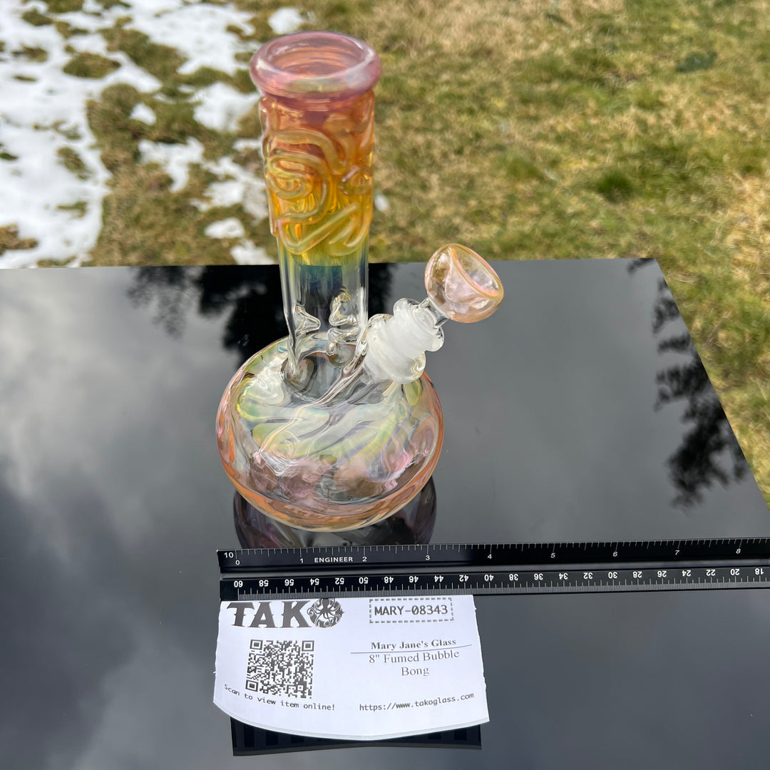 8" Fumed Bubble Bong Glass Pipe Mary Jane's Glass