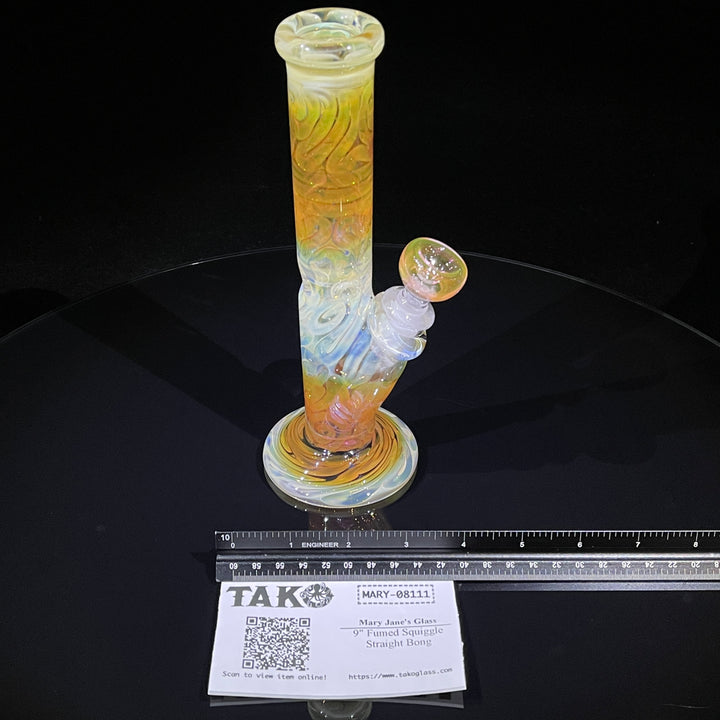 9" Fumed Squiggle Straight Bong Glass Pipe Mary Jane's Glass