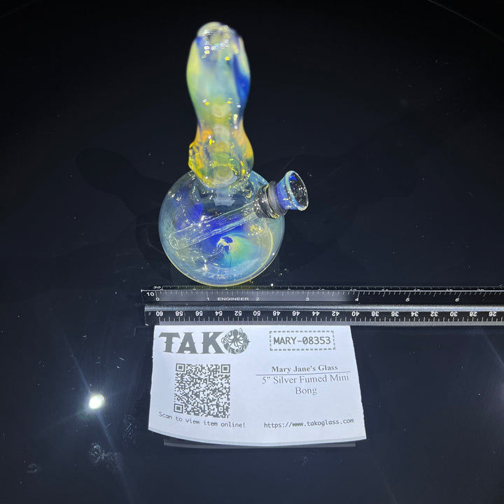 5" Silver Fumed Mini Bong Glass Pipe Mary Jane's Glass