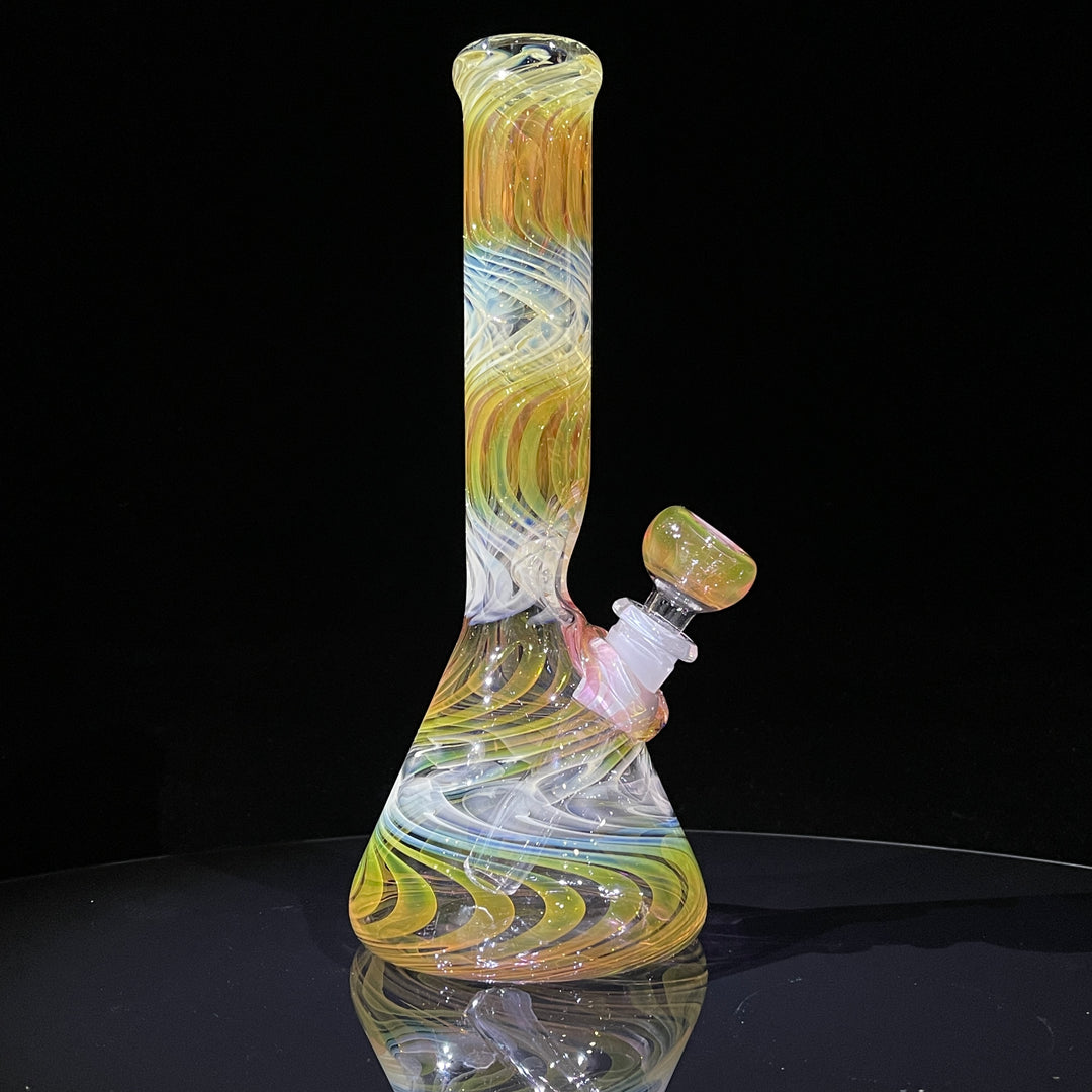 9" Fumed Squiggle Beaker Bong Glass Pipe Mary Jane's Glass