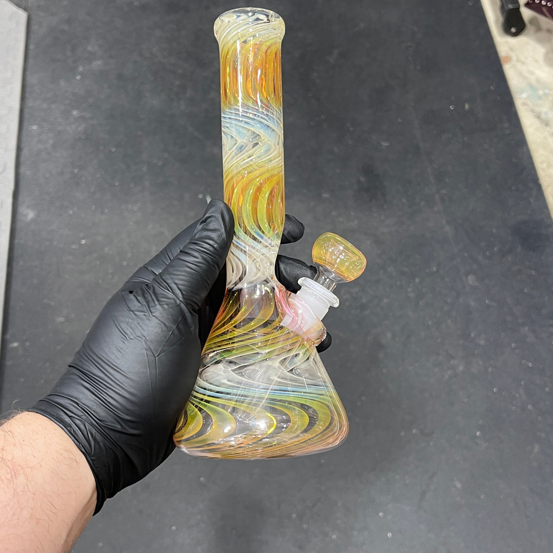 9" Fumed Squiggle Beaker Bong Glass Pipe Mary Jane's Glass