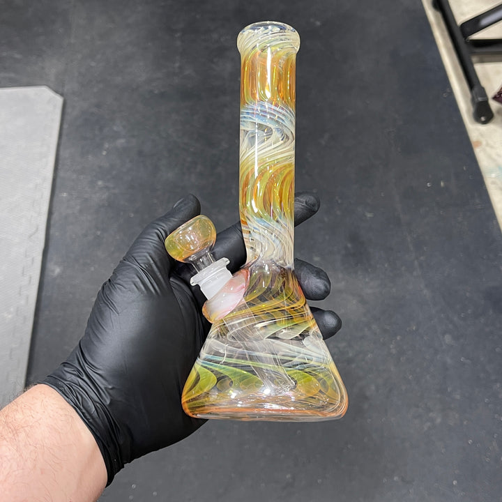 9" Fumed Squiggle Beaker Bong Glass Pipe Mary Jane's Glass