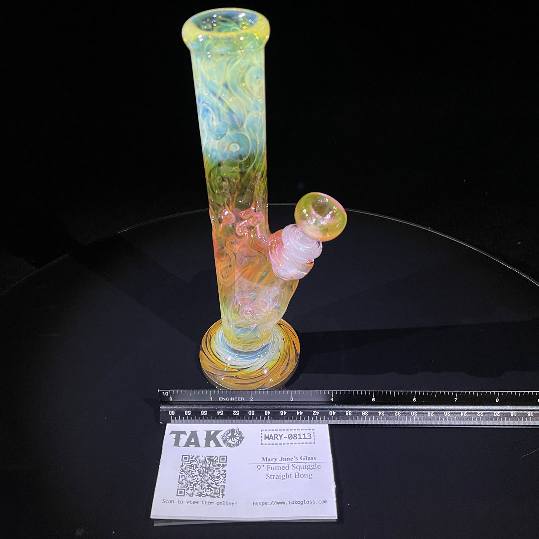 9" Fumed Squiggle Straight Bong Glass Pipe Mary Jane's Glass