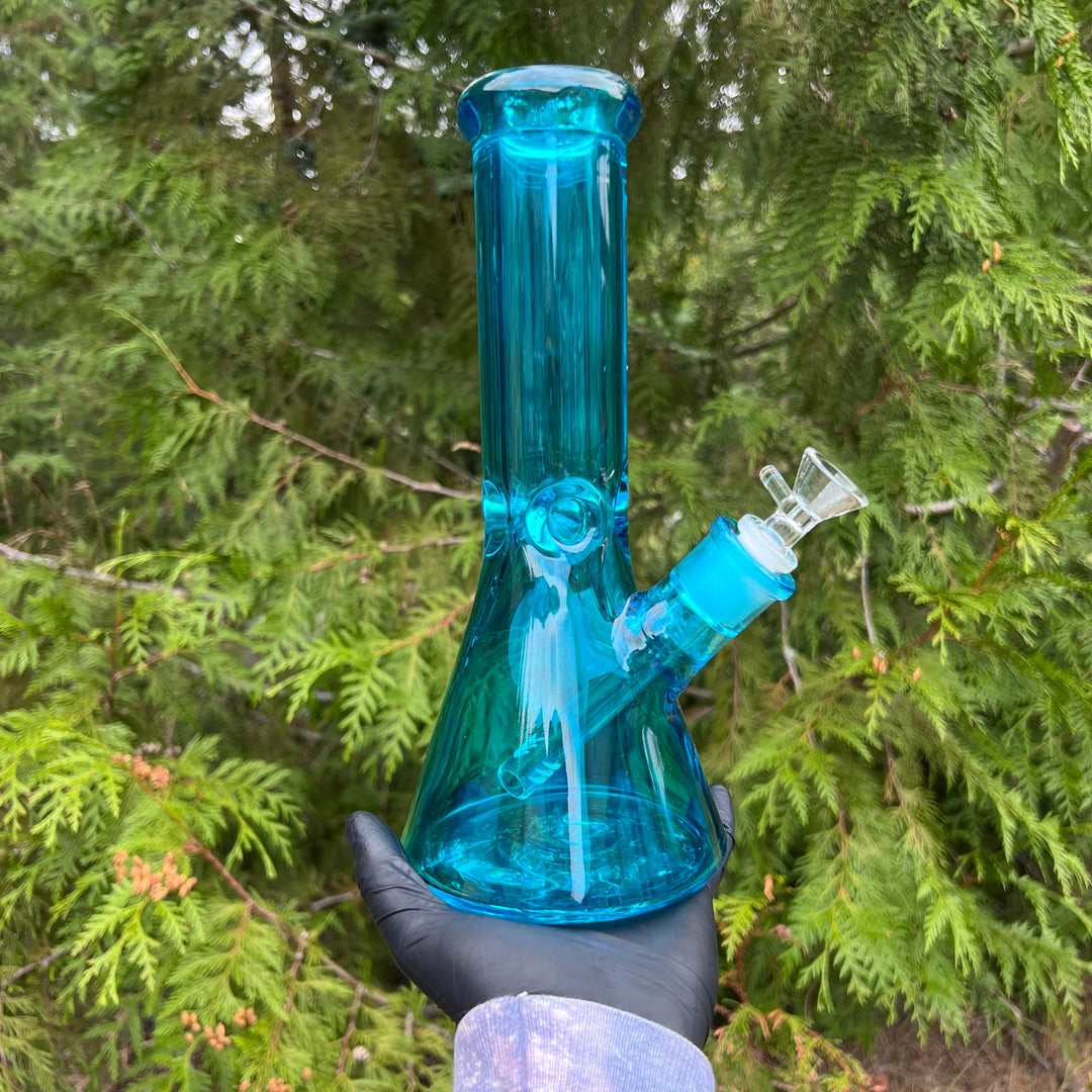 Bright Blue 10" Thick 9 mm Bong Glass Pipe TG   