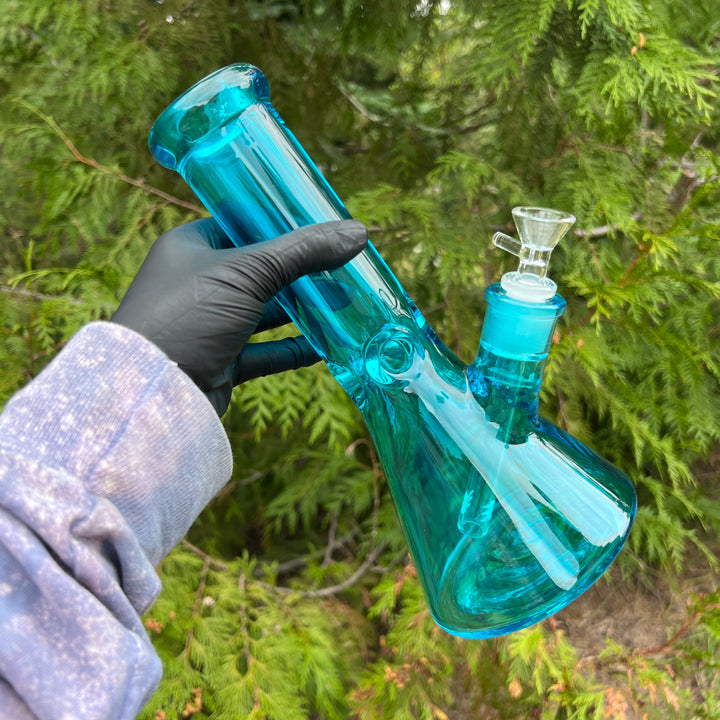 Bright Blue 10" Thick 9 mm Bong Glass Pipe TG   