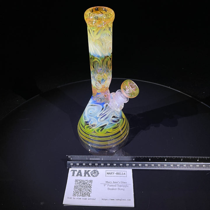 9" Fumed Squiggle Beaker Bong Glass Pipe Mary Jane's Glass