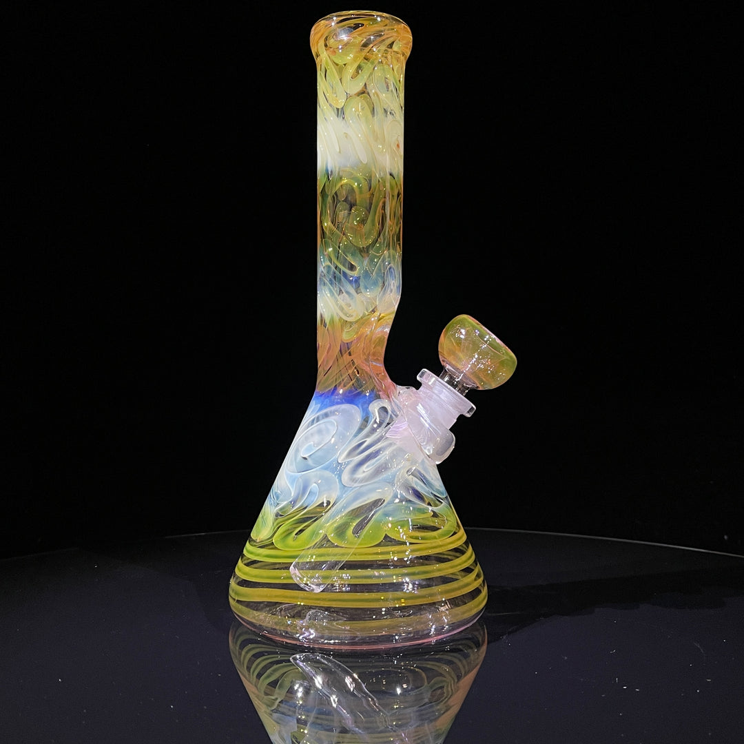 9" Fumed Squiggle Beaker Bong Glass Pipe Mary Jane's Glass