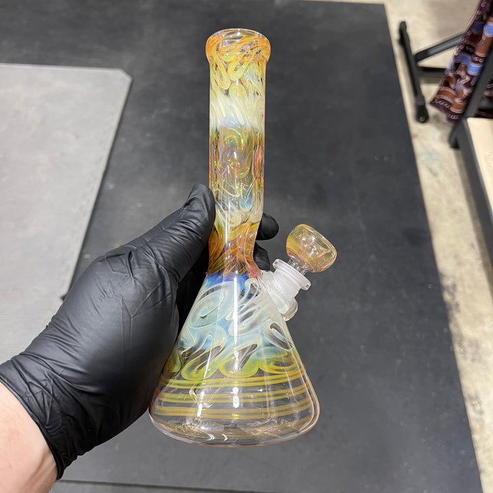 9" Fumed Squiggle Beaker Bong Glass Pipe Mary Jane's Glass