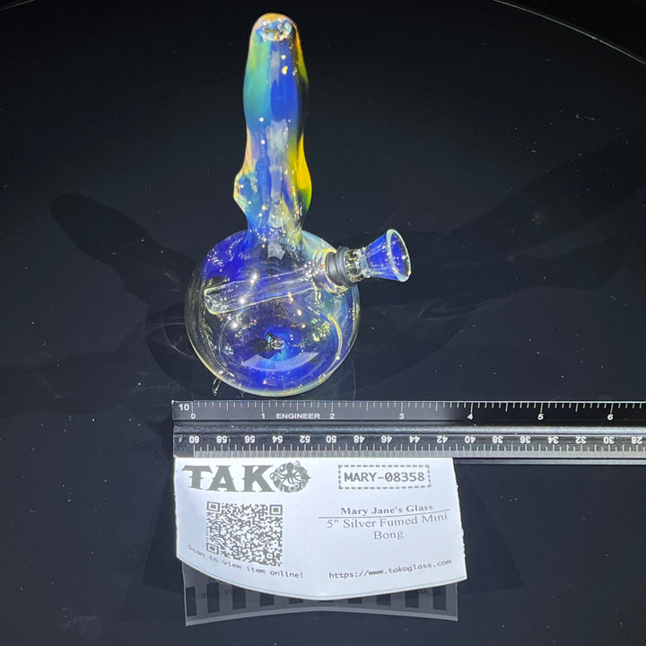 5" Silver Fumed Mini Bong Glass Pipe Mary Jane's Glass