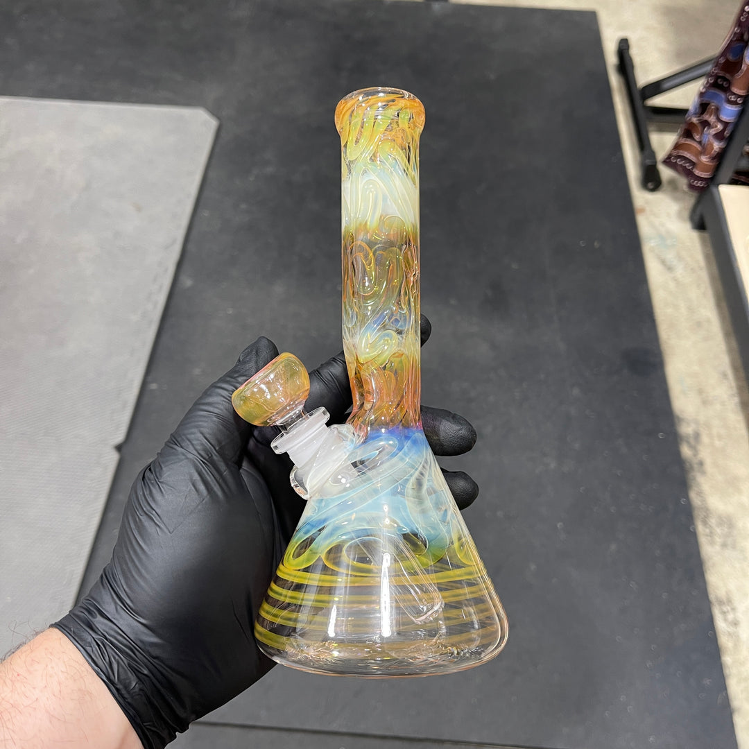 9" Fumed Squiggle Beaker Bong Glass Pipe Mary Jane's Glass