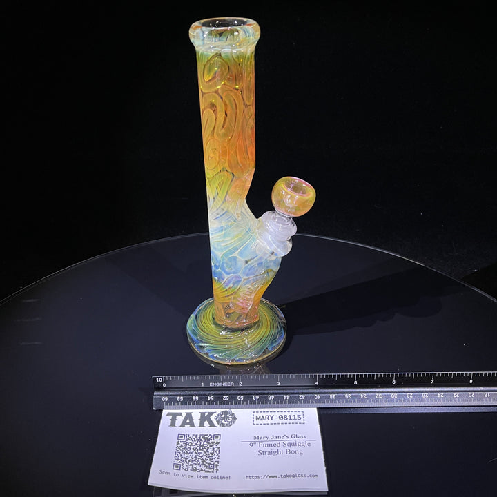 9" Fumed Squiggle Straight Bong Glass Pipe Mary Jane's Glass