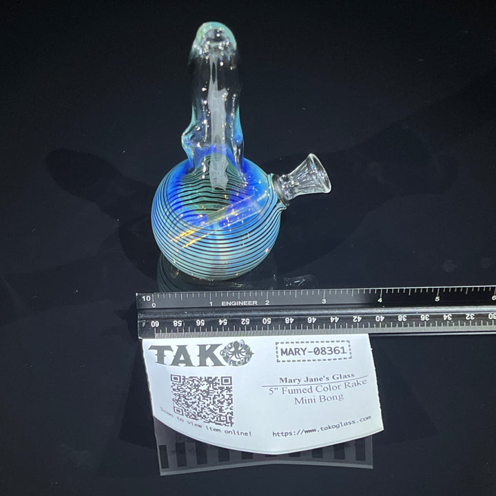 5" Fumed Color Rake Mini Bong Glass Pipe Mary Jane's Glass