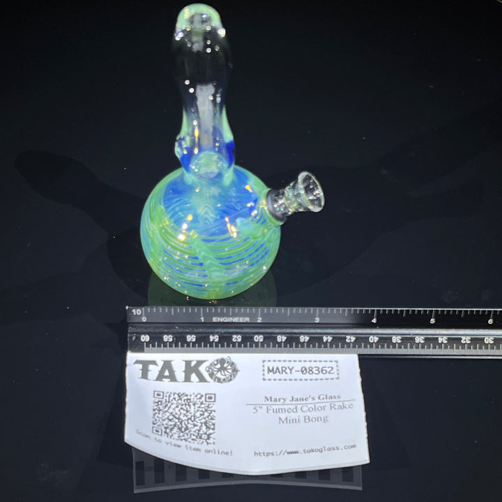 5" Fumed Color Rake Mini Bong Glass Pipe Mary Jane's Glass