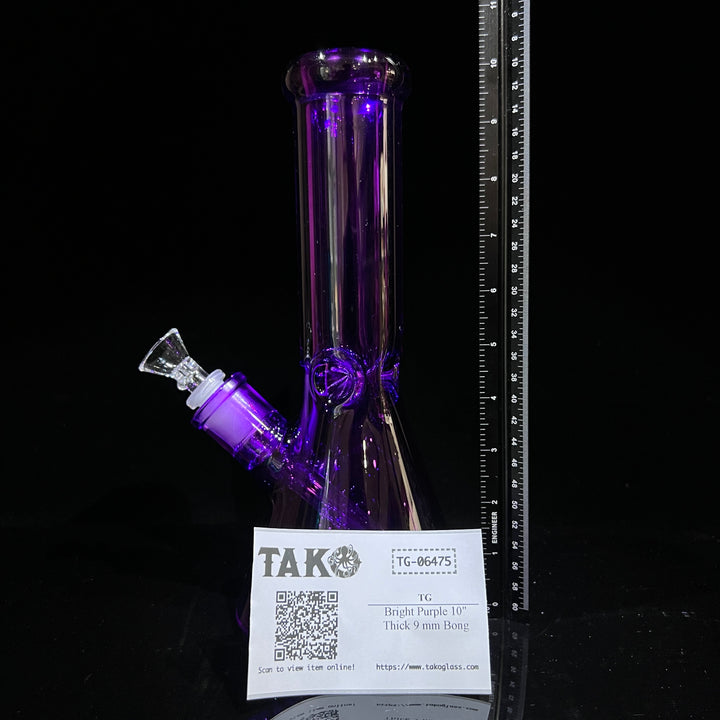 Bright Purple 10" Thick 9 mm Bong Glass Pipe TG   