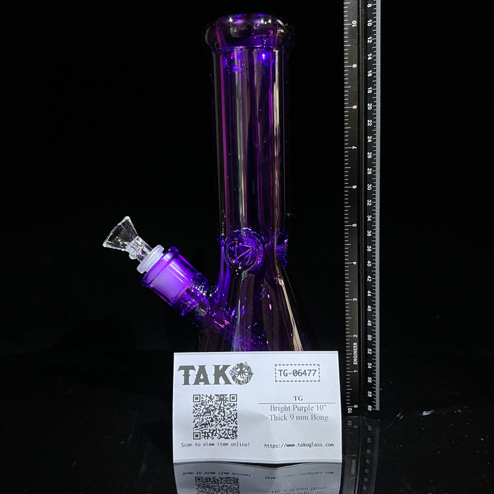 Bright Purple 10" Thick 9 mm Bong Glass Pipe TG   