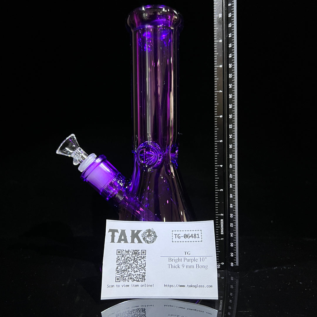 Bright Purple 10" Thick 9 mm Bong Glass Pipe TG   