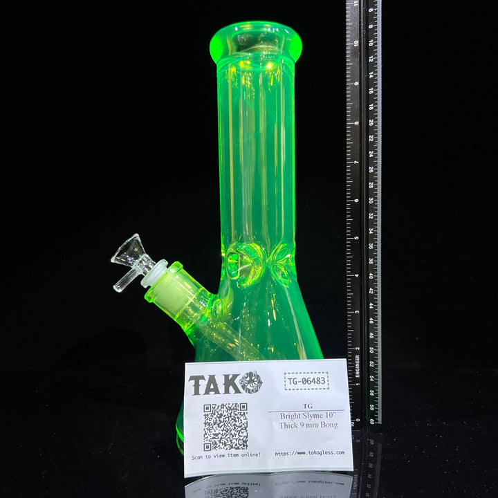 Bright Slyme 10" Thick 9 mm Bong Glass Pipe TG   