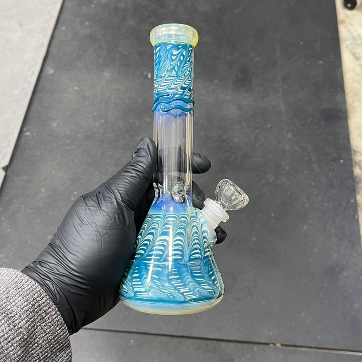 9" Color Rake Beaker Bong Glass Pipe Mary Jane's Glass