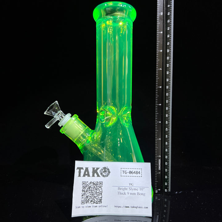 Bright Slyme 10" Thick 9 mm Bong Glass Pipe TG   