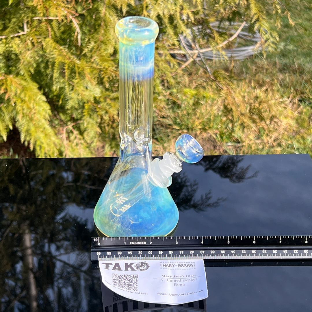 9" Fumed Beaker Bong Glass Pipe Mary Jane's Glass