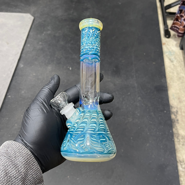 9" Color Rake Beaker Bong Glass Pipe Mary Jane's Glass