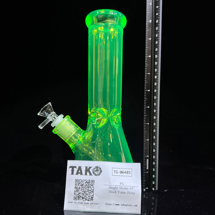 Bright Slyme 10" Thick 9 mm Bong Glass Pipe TG   