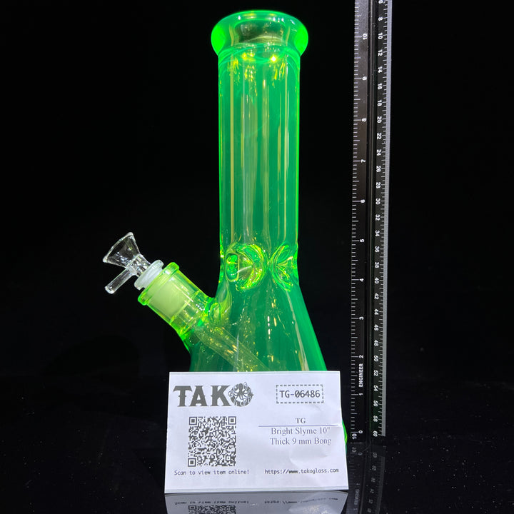 Bright Slyme 10" Thick 9 mm Bong Glass Pipe TG   