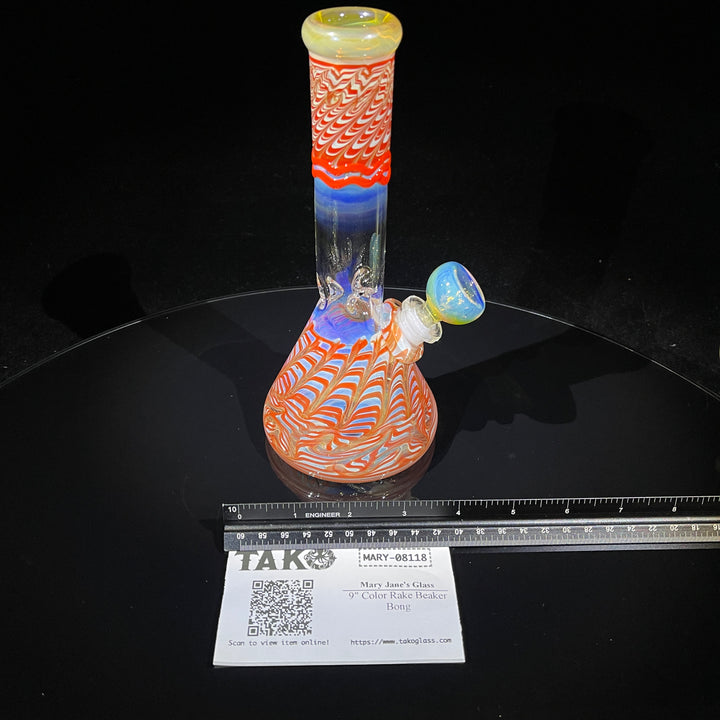 9" Color Rake Beaker Bong Glass Pipe Mary Jane's Glass