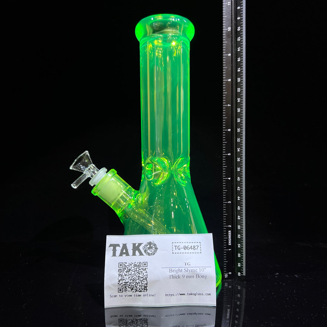 Bright Slyme 10" Thick 9 mm Bong Glass Pipe TG   