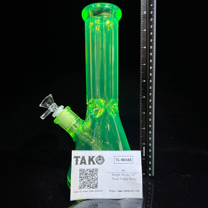 Bright Slyme 10" Thick 9 mm Bong Glass Pipe TG   