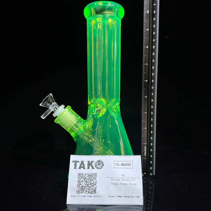 Bright Slyme 10" Thick 9 mm Bong Glass Pipe TG   