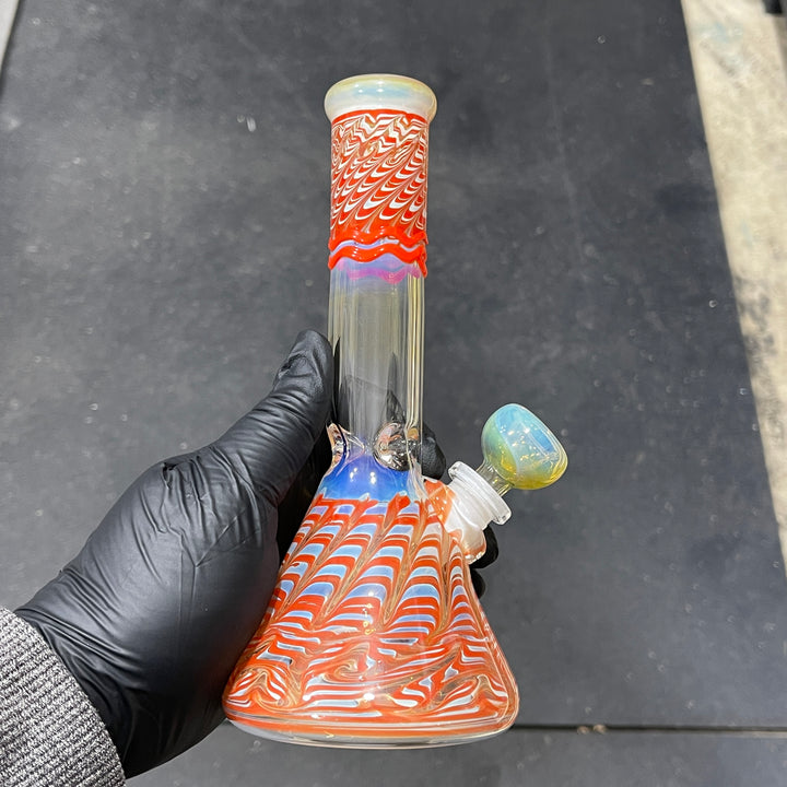 9" Color Rake Beaker Bong Glass Pipe Mary Jane's Glass