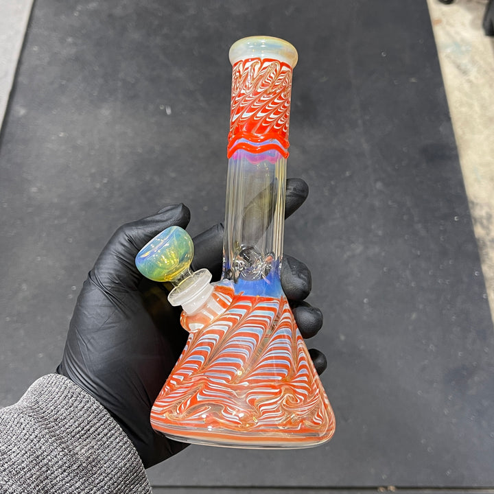 9" Color Rake Beaker Bong Glass Pipe Mary Jane's Glass