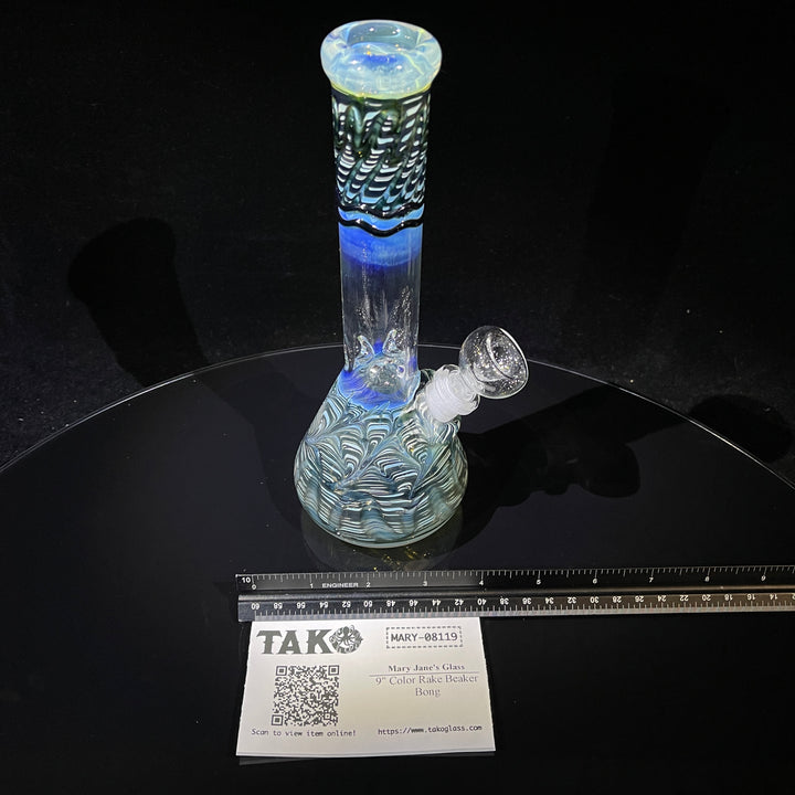 9" Color Rake Beaker Bong Glass Pipe Mary Jane's Glass