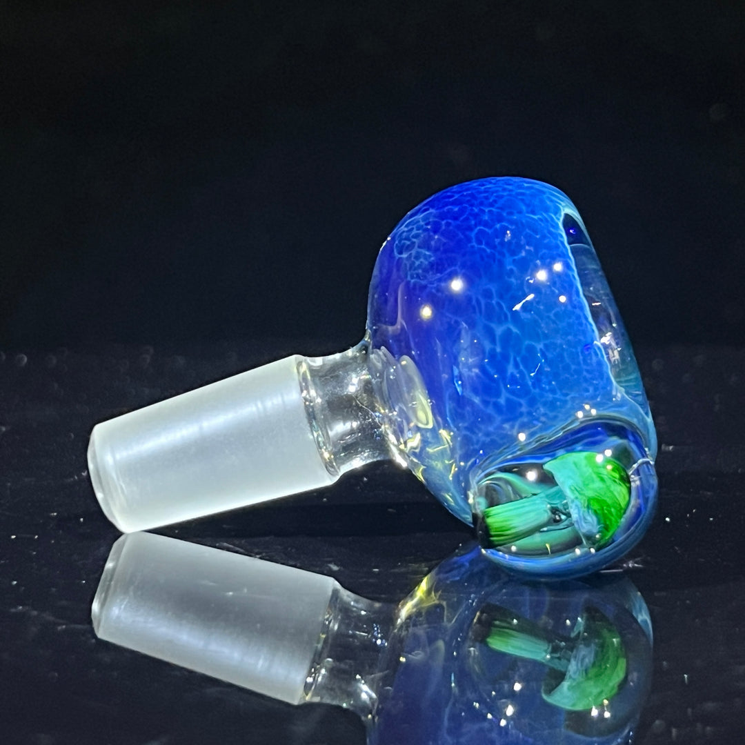 14 mm Blue Frit Mushroom PullSlide Accessory Beezy Glass   