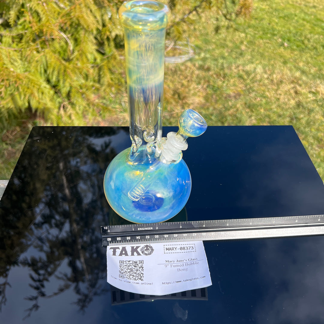 9" Fumed Bubble Bong Glass Pipe Mary Jane's Glass