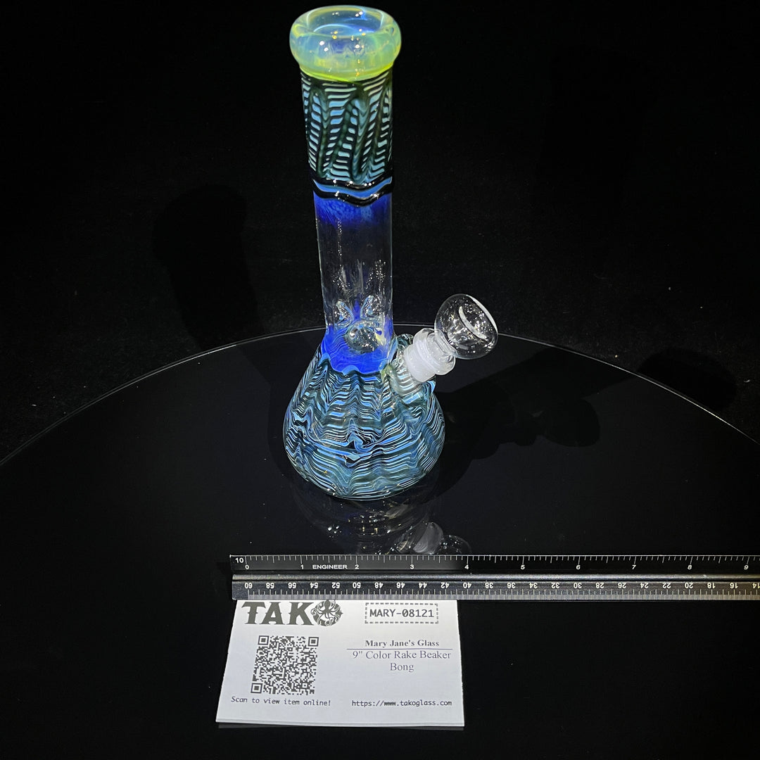 9" Color Rake Beaker Bong Glass Pipe Mary Jane's Glass