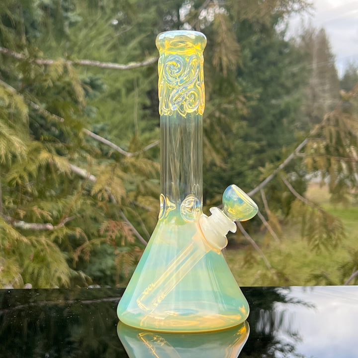 9" Fumed Squiggle Beaker Bong Glass Pipe Mary Jane's Glass