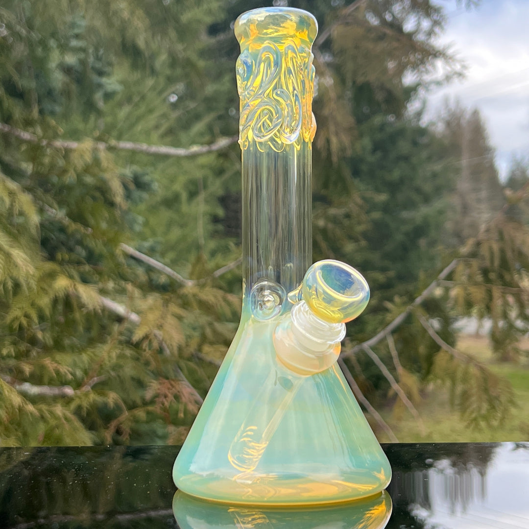 9" Fumed Squiggle Beaker Bong Glass Pipe Mary Jane's Glass