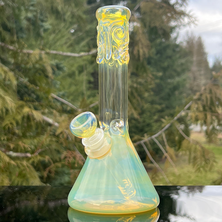 9" Fumed Squiggle Beaker Bong Glass Pipe Mary Jane's Glass